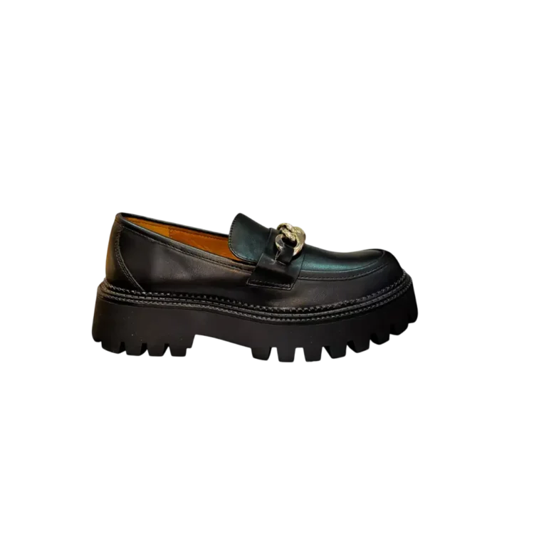 Mocasines Plataforma cadena plateada PO001