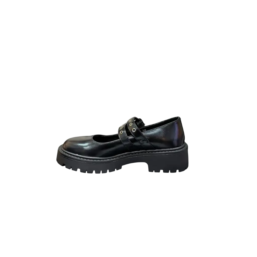 Zapato Mocasin Mary Jane Negro Mate - Imagen 3
