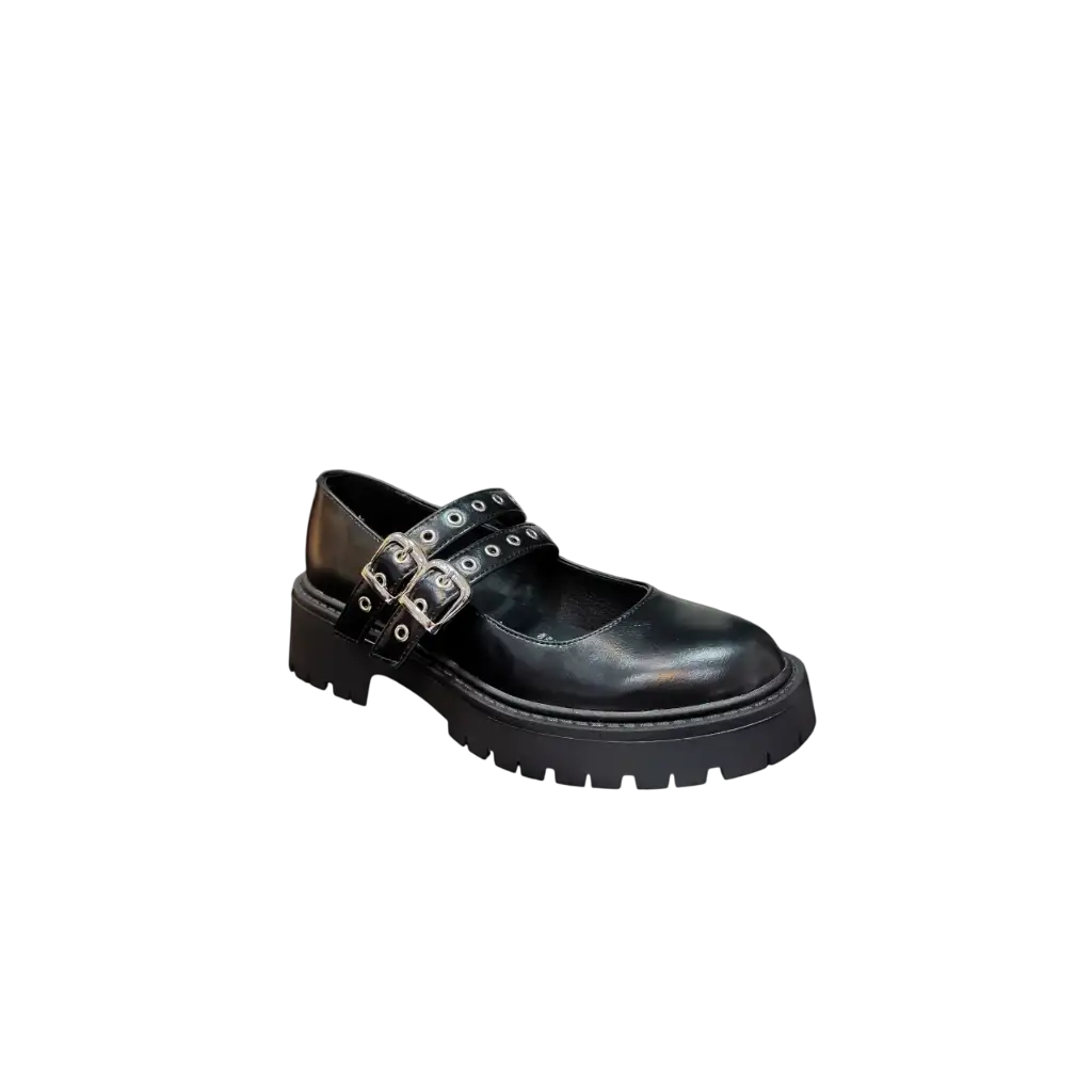Zapato Mocasin Mary Jane Negro Mate - Imagen 2